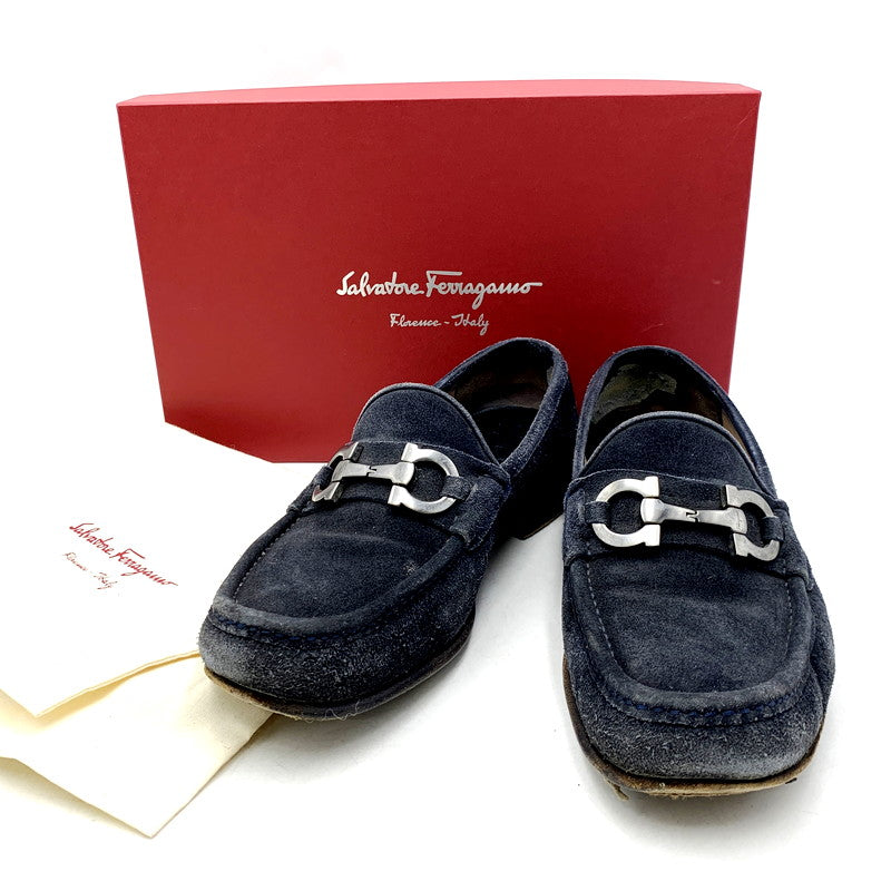 【中古品】【メンズ】 Salvatore Ferragamo サルヴァトーレフェラガモ BOND DARK BLUE SUEDE CALF ボンド スエード カーフ ローファー シューズ 靴 183-240917-mm-13-izu サイズ：8.5 カラー：ダークブルー 万代Net店