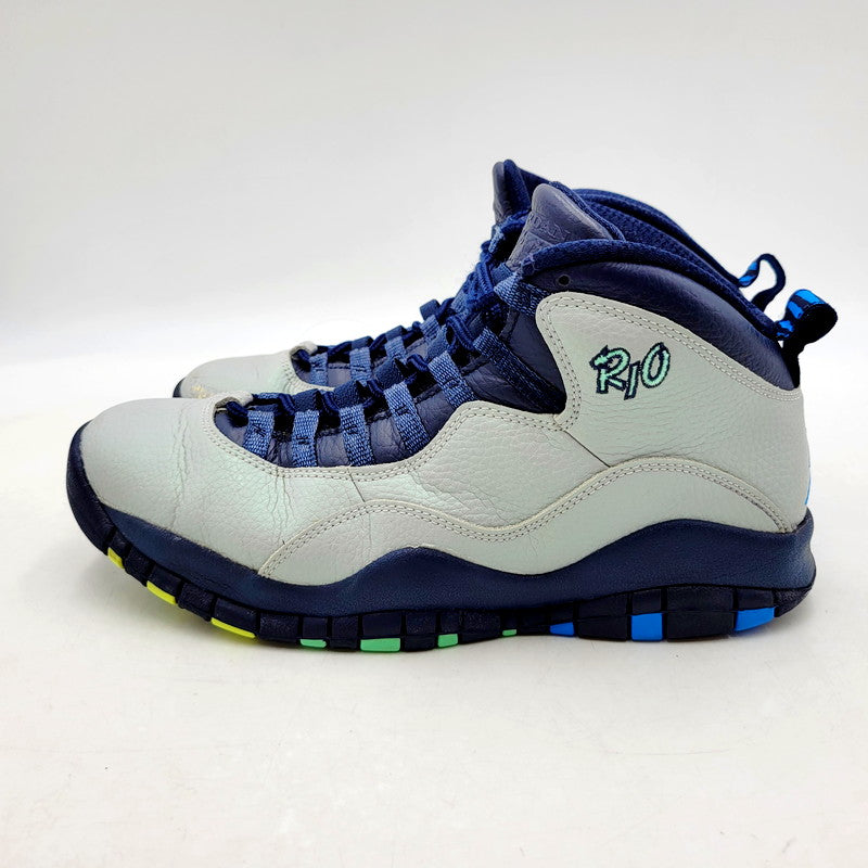 【中古品】【メンズ】 NIKE ナイキ AIR JORDAN 10 RETRO 310805-019 エアジョーダン 10 レトロ スニーカー シューズ 靴 160-240920-as-12-izu サイズ：27cm カラー：WOLF GREY/PHOTO BLUE-OBSIDIAN-GREEN GLOW 万代Net店