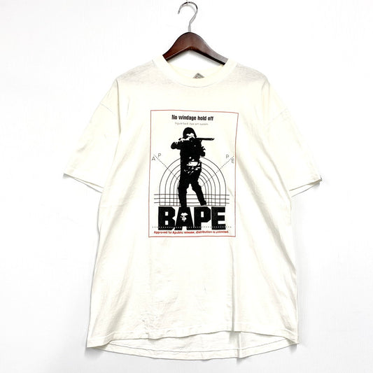 【中古品】【メンズ】 A BATHING APE アベイシングエイプ anvil HUNTING PRINTED T-SHIRT アンビル プリントTシャツ 90S最初期 半袖 トップス 142-240921-ay-13-izu サイズ：L カラー：ホワイト 万代Net店