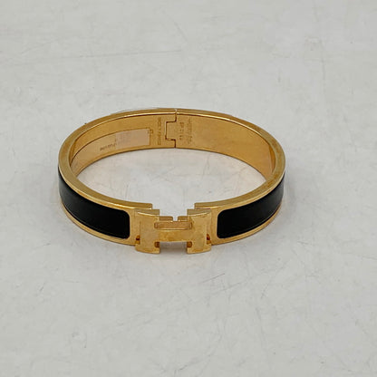 【中古品】【メンズ/レディース】 HERMES エルメス SP0199 ENAMEL NARROW CLIC CLAC H BRACELET エナメルナロークリッククラックHブレスレット ブレスレット アクセサリー 服飾雑貨 182-240923-ma-02-izu カラー：BLACK GOLD 万代Net店