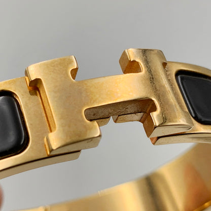 【中古品】【メンズ/レディース】 HERMES エルメス SP0199 ENAMEL NARROW CLIC CLAC H BRACELET エナメルナロークリッククラックHブレスレット ブレスレット アクセサリー 服飾雑貨 182-240923-ma-02-izu カラー：BLACK GOLD 万代Net店