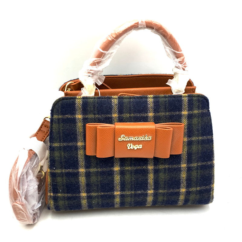 【中古美品】【レディース】 Samantha Vega サマンサベガ WOOL CHECK 2WAY BAG ウール チェック バッグ カバン 鞄 188-241004-as-12-izu カラー：グリーン系 万代Net店