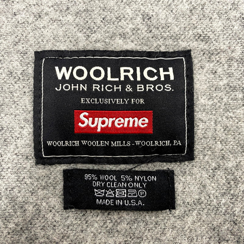 【中古品】【メンズ/レディース】 Supreme シュプリーム × WOOLRICH ウールリッチ 17AW WOOL THROW BLANKET ウール スロー ブランケット 大判 小物 服飾雑貨 208-250810-ay-01-izu カラー：ブラック×グレー 万代Net店