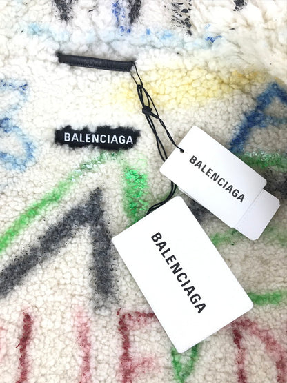 【中古品】【メンズ】 BALENCIAGA バレンシアガ 18AW GRAFFITI SHEARLING JACKET 534872 グラフィティ シアリング ジャケット アウター 141-251122-rt-01-tag サイズ：44 カラー：ブラック 万代Net店