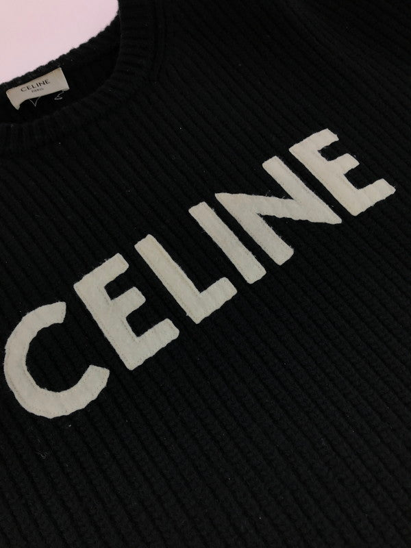 【中古品】【メンズ】 CELINE セリーヌ LOGO PATCH OVERSIZED KNIT 2A09T423P ロゴワッペンオーバーサイズニット エディ期 トップス 141-251231-rt-01-tag サイズ：S カラー：ブラック 万代Net店