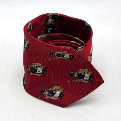 【中古品】【メンズ】 RALPH LAUREN ラルフローレン POLO BEAR NECKTIE ポロ ベア ネクタイ スーツ用 服飾雑貨 小物 208-241013-mm-06-izu カラー：レッド 赤 万代Net店