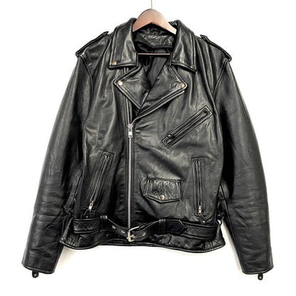 【中古品】【メンズ】  USED LACE UP DOUBLE RIDERS JACKET レースアップ ダブル ライダースジャケット アウター 146-241016-as-09-izu サイズ：L カラー：ブラック 万代Net店