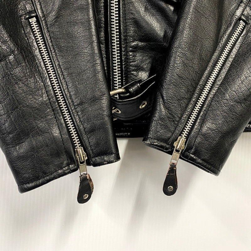 【中古品】【メンズ】  USED LACE UP DOUBLE RIDERS JACKET レースアップ ダブル ライダースジャケット アウター 146-241016-as-09-izu サイズ：L カラー：ブラック 万代Net店