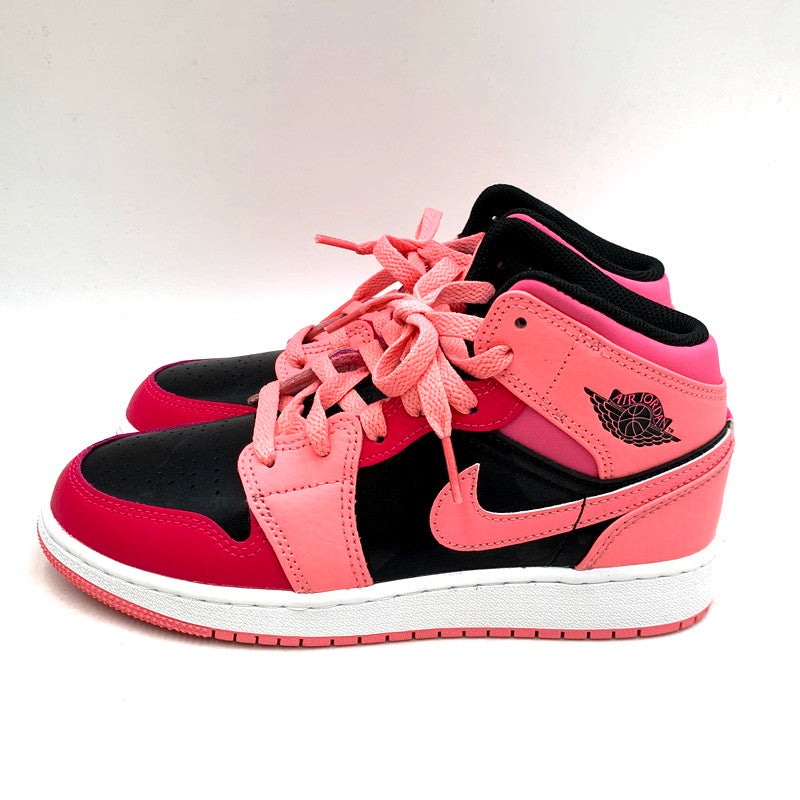 【中古品】【レディース】 NIKE ナイキ 554725-662 GS AIR JORDAN 1 MID エアジョーダン1 ミッド CORAL CHALK コーラルチョーク PINKSICLE RUSH ピンクシクル ラッシュ PINK-BLACK ピンク-ブラック スニーカー シューズ 靴 160-241020-mm-02-izu サイズ：23.0cm 万代Net店