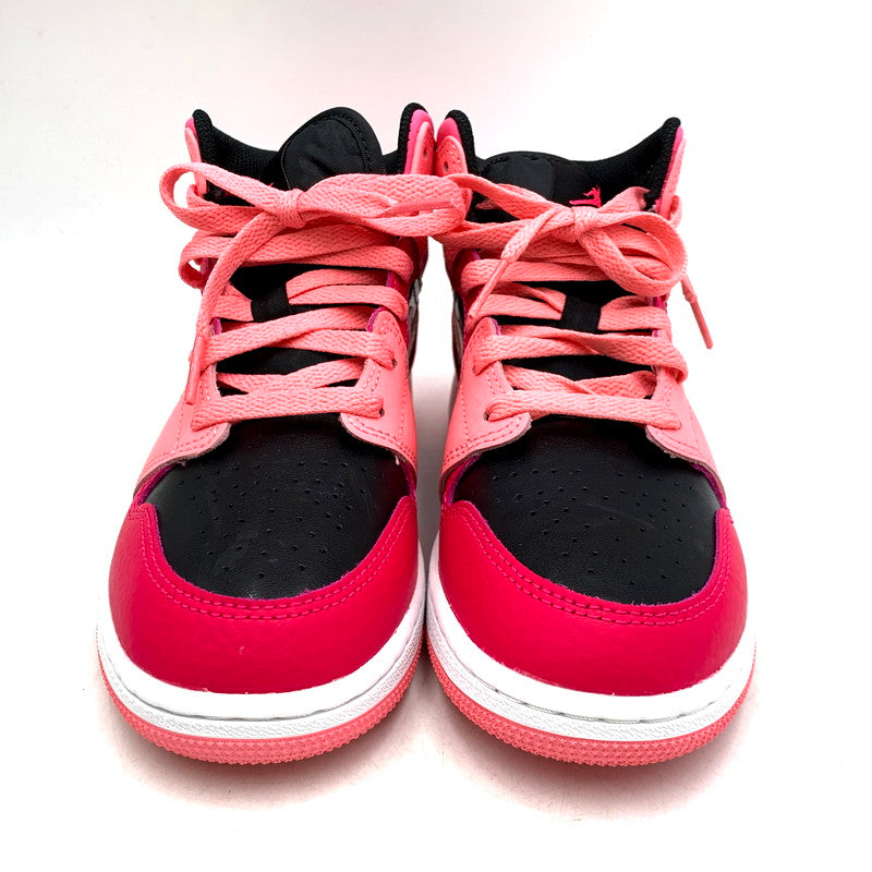 【中古品】【レディース】 NIKE ナイキ 554725-662 GS AIR JORDAN 1 MID エアジョーダン1 ミッド CORAL CHALK コーラルチョーク PINKSICLE RUSH ピンクシクル ラッシュ PINK-BLACK ピンク-ブラック スニーカー シューズ 靴 160-241020-mm-02-izu サイズ：23.0cm 万代Net店