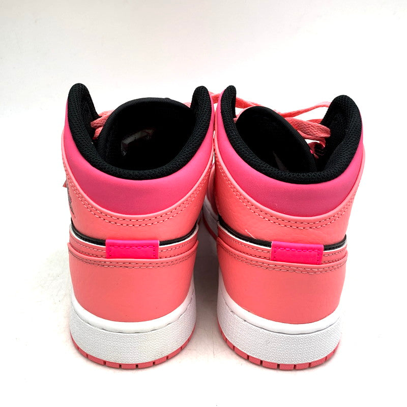 【中古品】【レディース】 NIKE ナイキ 554725-662 GS AIR JORDAN 1 MID エアジョーダン1 ミッド CORAL CHALK コーラルチョーク PINKSICLE RUSH ピンクシクル ラッシュ PINK-BLACK ピンク-ブラック スニーカー シューズ 靴 160-241020-mm-02-izu サイズ：23.0cm 万代Net店