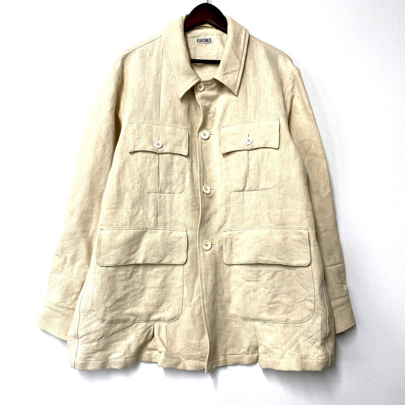 【中古品】【メンズ】  RAKINES 21SS HEMP SAFARI JACKET 05S21HN047B ラキネス ヘンプ サファリジャケット アウター 140-241023-as-09-izu サイズ：2 カラー：アイボリー 万代Net店