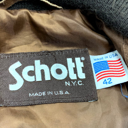 【中古品】【メンズ】 schott ショット 90S SUEDE LEATHER JACKET 2012327 スエードレザージャケット USA製 茶タグ アウター 146-241025-ay-02-izu サイズ：42 カラー：ブラウン 万代Net店