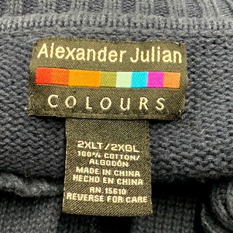 【中古品】【メンズ】 ALEXANDER JULIAN COLOURS アレクサンダージュリアンカラーズ KNIT SWEATER ニットセーター トップス 長袖 146-241116-ma-17-izu サイズ：2XL カラー：ネイビー 万代Net店