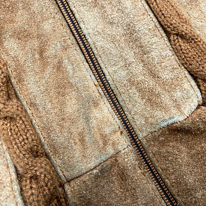 【中古品】【メンズ】  REPAGE 70-80S SUEDE LEATHER SWITCHING DESIGN ZIP KNIT JACKET スエードレザー スイッチング デザイン ジップ ニット ジャケット アウター 146-241031-as-31-izu サイズ：L カラー：ブラウン 万代Net店