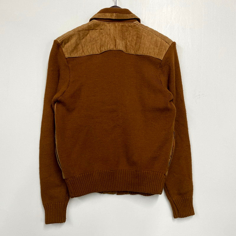 【中古品】【メンズ】  REPAGE 70-80S SUEDE LEATHER SWITCHING DESIGN ZIP KNIT JACKET スエードレザー スイッチング デザイン ジップ ニット ジャケット アウター 146-241031-as-31-izu サイズ：L カラー：ブラウン 万代Net店