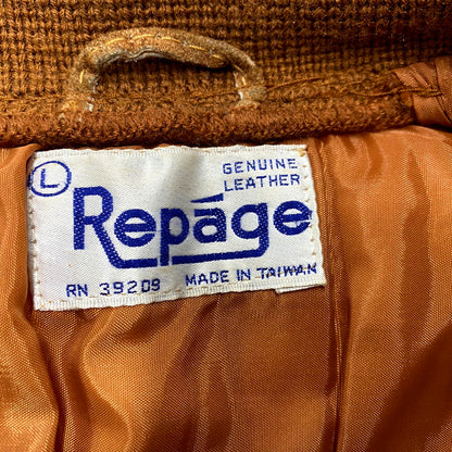 【中古品】【メンズ】  REPAGE 70-80S SUEDE LEATHER SWITCHING DESIGN ZIP KNIT JACKET スエードレザー スイッチング デザイン ジップ ニット ジャケット アウター 146-241031-as-31-izu サイズ：L カラー：ブラウン 万代Net店