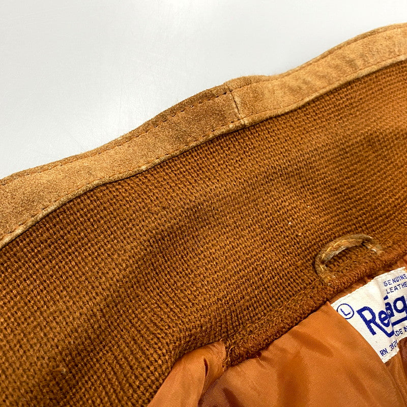 【中古品】【メンズ】  REPAGE 70-80S SUEDE LEATHER SWITCHING DESIGN ZIP KNIT JACKET スエードレザー スイッチング デザイン ジップ ニット ジャケット アウター 146-241031-as-31-izu サイズ：L カラー：ブラウン 万代Net店