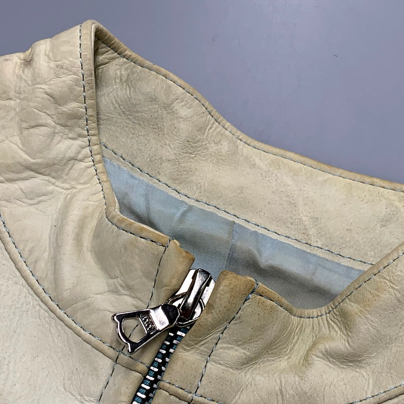 【現状渡し品】【レディース】 ISAMUKATAYAMA BACKLASH イサムカタヤマバックラッシュ COWHIDE LEATHER JACKET カウハイド レザージャケット アウター 168-241028-as-42-izu サイズ：０ カラー：クリーム 万代Net店
