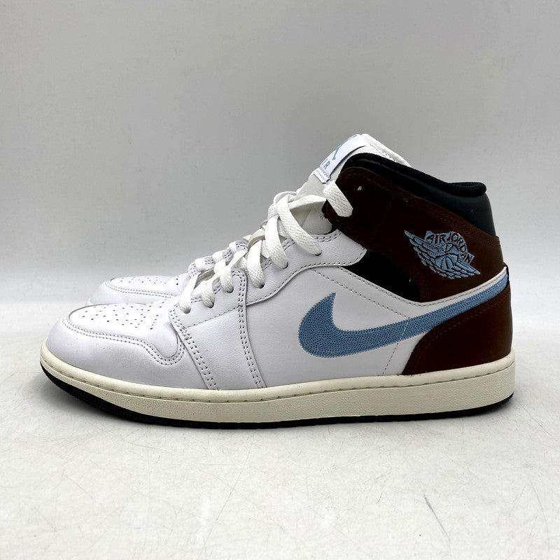 【中古品】【メンズ】 NIKE ナイキ FQ7831-142 AIR JORDAN 1 MID SE エアジョーダン1 ミッド WHITE/BLACK/SAIL/BLUE GREY スニーカー シューズ 靴 160-241029-mm-13-izu サイズ：28.5cm カラー：ホワイト/ブラック/セイル/ブルーグレー 万代Net店