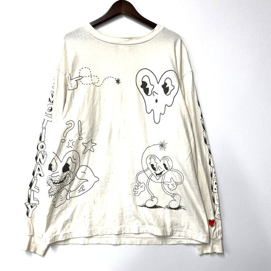 【中古品】【メンズ】  EMOTIONALLY UNAVAILABLE エモーショナリー・アンアベイラブル LS PRINT TEE ロングスリーブ プリントTシャツ 長袖 トップス 142-241101-as-46-izu サイズ：L カラー：ホワイト 万代Net店