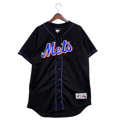 【中古品】【メンズ】  MAJESTIC マジェスティック 90S METS BASEBALL SHIRT メッツ ベースボールシャツ 半袖 トップス 146-241102-as-17-izu サイズ：L カラー：ブラック 万代Net店