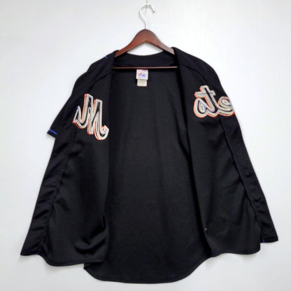 【中古品】【メンズ】  MAJESTIC マジェスティック 90S METS BASEBALL SHIRT メッツ ベースボールシャツ 半袖 トップス 146-241102-as-17-izu サイズ：L カラー：ブラック 万代Net店