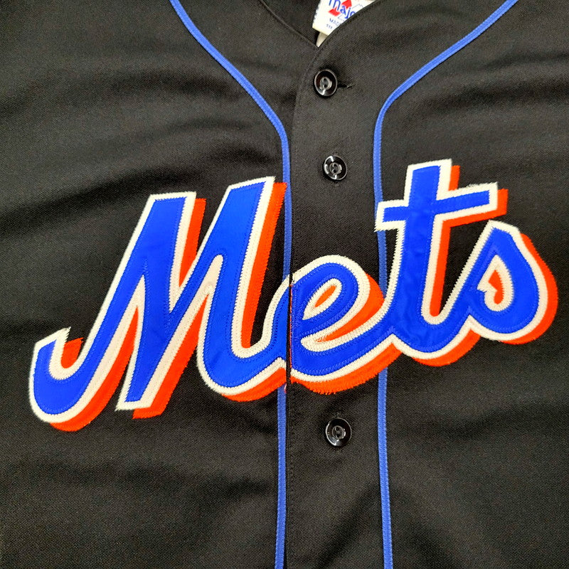 【中古品】【メンズ】  MAJESTIC マジェスティック 90S METS BASEBALL SHIRT メッツ ベースボールシャツ 半袖 トップス 146-241102-as-17-izu サイズ：L カラー：ブラック 万代Net店