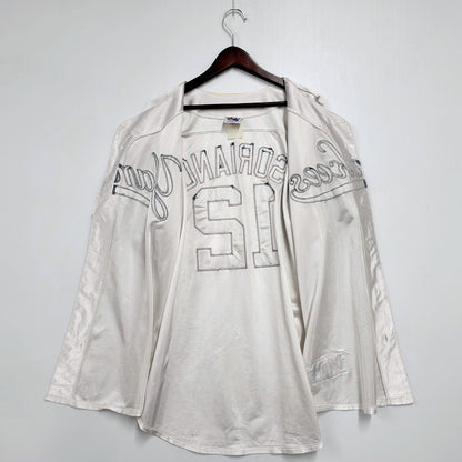 【中古品】【メンズ】  MAJESTIC マジェスティック 90S YANKEES BASEBALL SHIRT ヤンキース ベースボールシャツ 半袖 トップス 146-241102-as-16-izu カラー：ホワイト 万代Net店