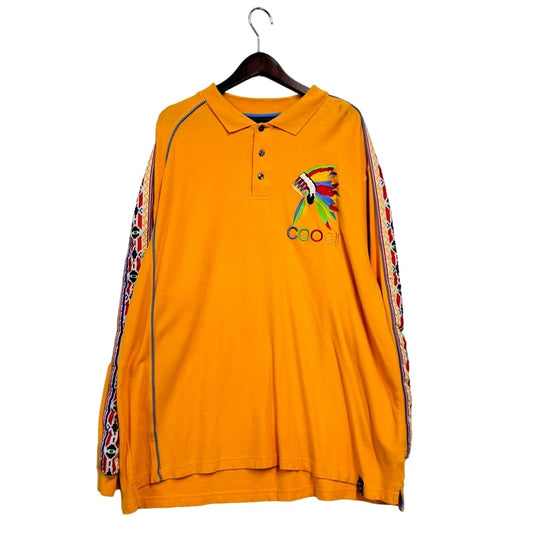 【中古品】【メンズ】  COOGI クージー 90S LS DESIGN POLO SHIRT ロングスリーブ デザイン ポロシャツ 長袖 トップス 146-241102-as-30-izu サイズ：2XL カラー：イエロー系 万代Net店