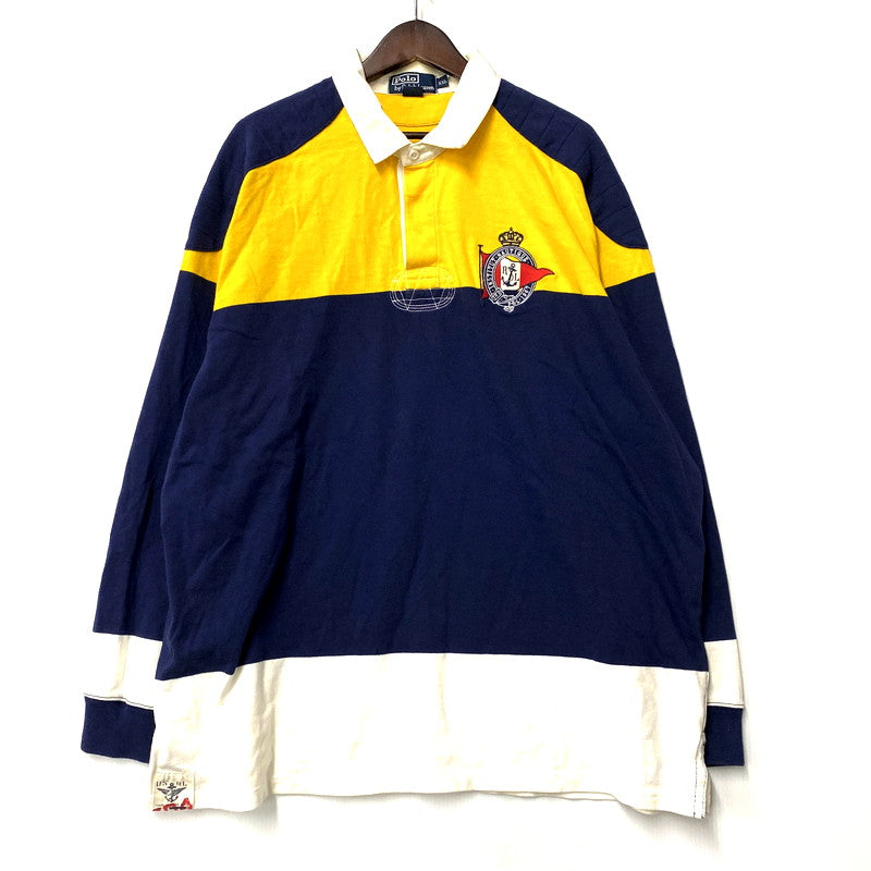 【中古品】【メンズ】 POLO RALPH LAUREN ポロ・ラルフローレン 90S LS RUGBY SHIRT 90年代 ロングスリーブラグビーシャツ トップス 長袖 146-241107-ma-06-izu サイズ：XXL カラー：マルチ 万代Net店