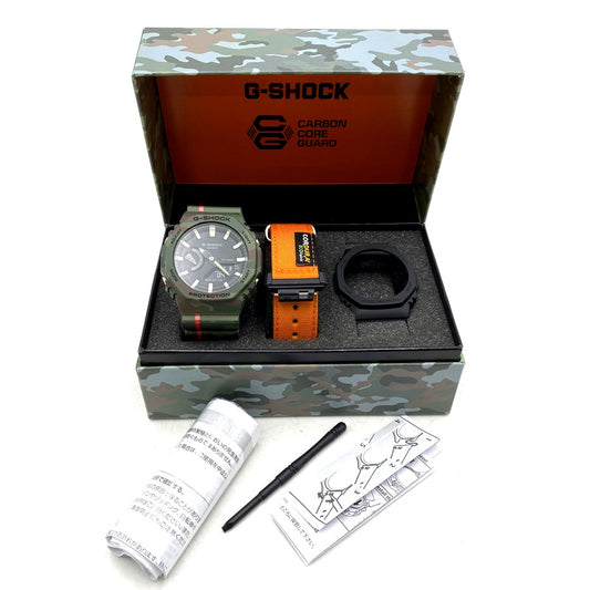 【中古美品】【メンズ/レディース】 G-SHOCK ジーショック ANALOG-DIGITAL 2100 SERIES GAE-2100WE アナデジ 2100シリーズ 腕時計 196-241108-as-15-izu サイズ：48.5 × 45.4 × 11.8 mm カラー：グリーン系 万代Net店