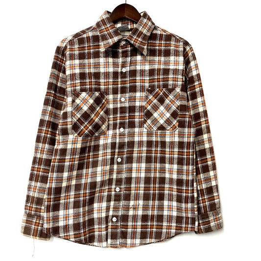 【中古品】【メンズ】  BIG MAC ビッグマック 70S LS COTTON FLANNEL SHIRT ロングスリーブ コットン フランネルシャツ 長袖 チェック トップス 146-241108-as-24-izu サイズ：L カラー：ブラウン系 万代Net店