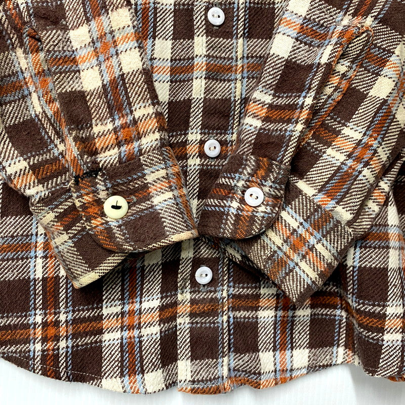 【中古品】【メンズ】  BIG MAC ビッグマック 70S LS COTTON FLANNEL SHIRT ロングスリーブ コットン フランネルシャツ 長袖 チェック トップス 146-241108-as-24-izu サイズ：L カラー：ブラウン系 万代Net店