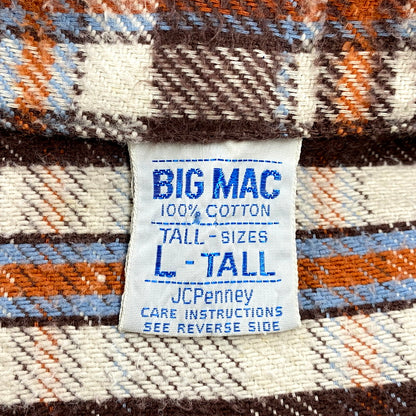 【中古品】【メンズ】  BIG MAC ビッグマック 70S LS COTTON FLANNEL SHIRT ロングスリーブ コットン フランネルシャツ 長袖 チェック トップス 146-241108-as-24-izu サイズ：L カラー：ブラウン系 万代Net店