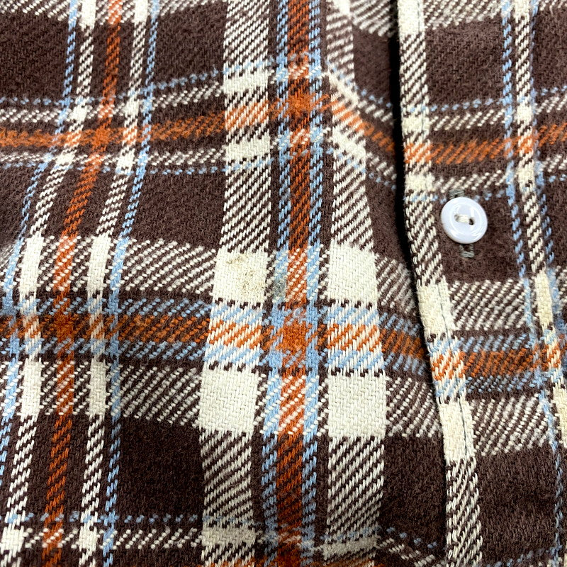 【中古品】【メンズ】  BIG MAC ビッグマック 70S LS COTTON FLANNEL SHIRT ロングスリーブ コットン フランネルシャツ 長袖 チェック トップス 146-241108-as-24-izu サイズ：L カラー：ブラウン系 万代Net店