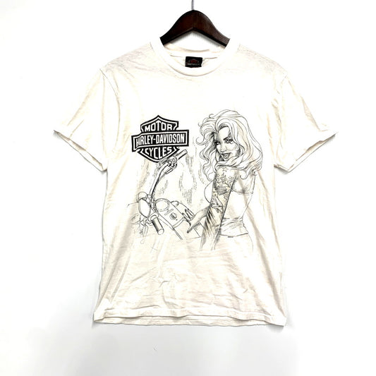 【中古品】【メンズ】 HARLEY DAVIDSON ハーレーダビッドソン HARLEY GIRL TEE ハーレーガール Tシャツ 半袖 トップス 146-241113-as-02-izu サイズ：S カラー：ホワイト 万代Net店