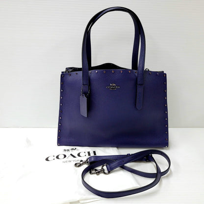 【中古品】【レディース】 COACH コーチ 2WAY TOTE BAG 38629 チャーリーキャリーオールクリスタルリベット トートバッグ カバン 鞄 180-241110-as-20-izu カラー：ネイビー 万代Net店