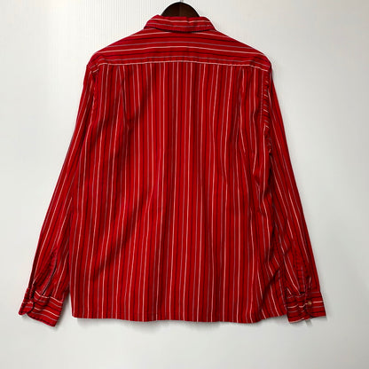 【中古品】【メンズ】  VAN HEUSEN ヴァンヒューゼン 60S LS STRIPE SHIRT ロングスリーブ ストライプ シャツ 長袖 トップス 146-241111-as-20-izu サイズ：M カラー：レッド系 万代Net店