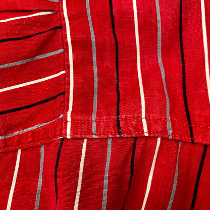 【中古品】【メンズ】  VAN HEUSEN ヴァンヒューゼン 60S LS STRIPE SHIRT ロングスリーブ ストライプ シャツ 長袖 トップス 146-241111-as-20-izu サイズ：M カラー：レッド系 万代Net店