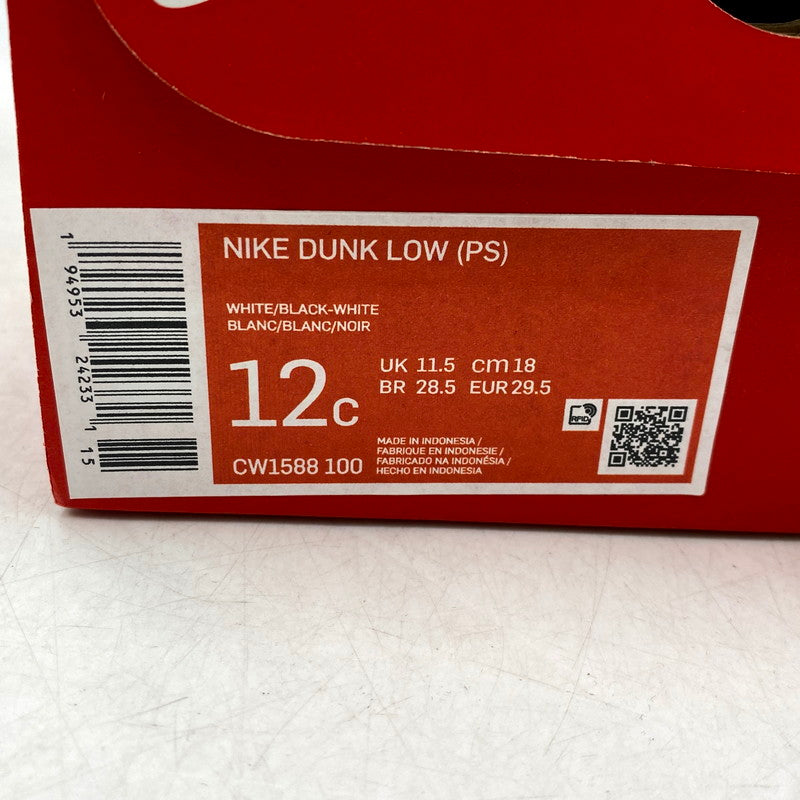 【中古美品】【キッズ】 NIKE ナイキ DUNK LOW (PS) CW1588-100 ダンク ロー PS スニーカー シューズ 靴 160-241112-as-26-izu サイズ：18cm カラー：WHITE/BLACK-WHITE 万代Net店