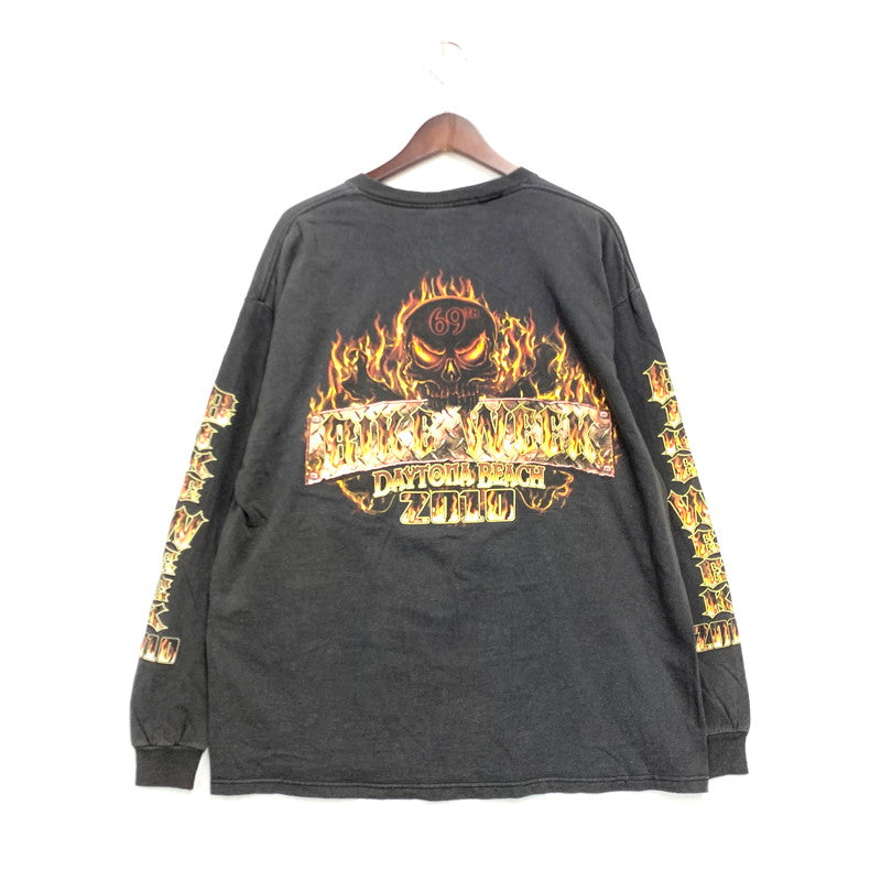 【中古品】【メンズ】  DELTA デルタ 00S HARLEY DAVIDSON BIKE WEEK PRINTED LS T-SHIRT ハーレーダビッドソン バイクウィーク プリント ロングスリーブ Tシャツ 長袖 トップス 146-241114-as-11-izu サイズ：XL カラー：ブラック系 万代Net店