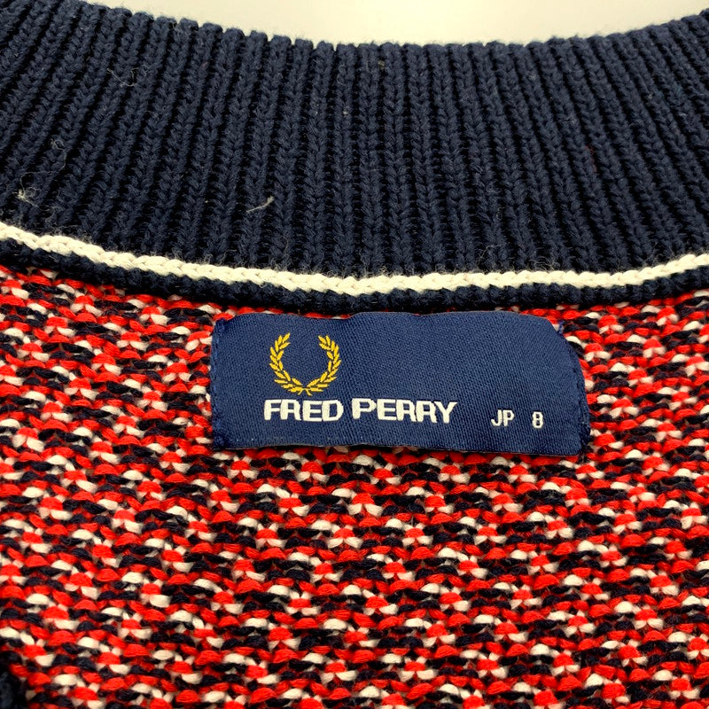 【中古品】【レディース】 FRED PERRY フレッドペリー WOMEN TILDEN TUNIC KNIT F7088 チルデンチュニック ニット トップス 170-241114-as-37-izu サイズ：8 カラー：マルチ 万代Net店