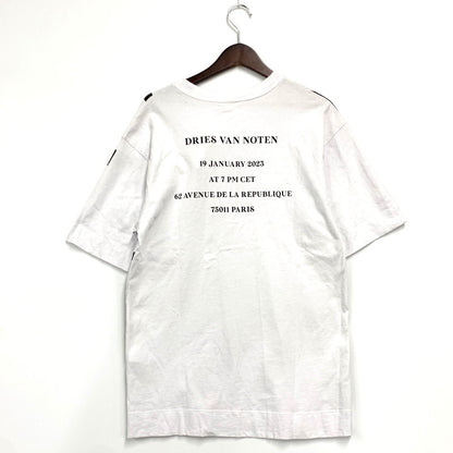 【中古品】【メンズ】 DRIES VAN NOTEN ドリスヴァンノッテン HELI SLOGAN PRINT T-SHIRT ヘリ スローガン プリント Tシャツ 半袖 トップス 141-241113-as-23-izu サイズ：S カラー：ホワイト 万代Net店