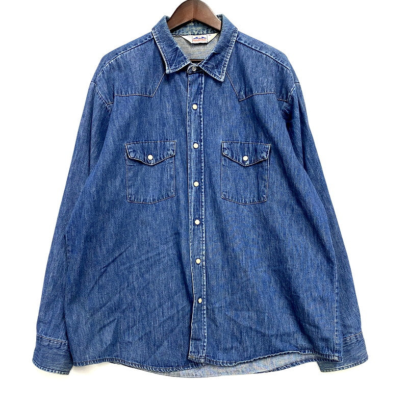 【中古品】【メンズ】 Dakota ダコタ BY FIVE BROTHER バイ ファイブブラザー 80S DENIM WESTERN SHIRT デニムウエスタンシャツ USA製 長袖 トップス 146-241115-ay-04-izu サイズ：XL カラー：インディゴ 万代Net店