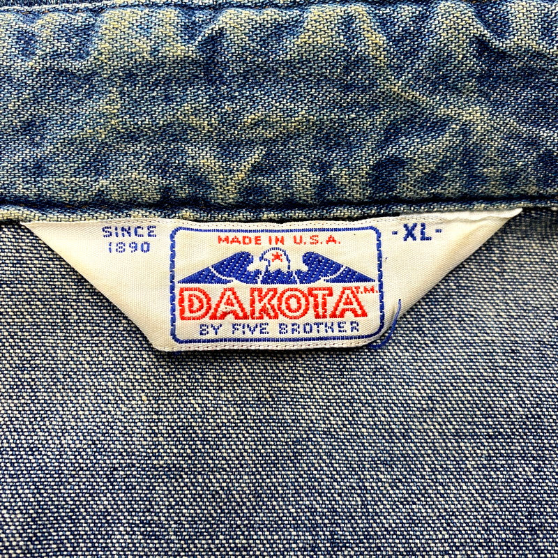 【中古品】【メンズ】 Dakota ダコタ BY FIVE BROTHER バイ ファイブブラザー 80S DENIM WESTERN SHIRT デニムウエスタンシャツ USA製 長袖 トップス 146-241115-ay-04-izu サイズ：XL カラー：インディゴ 万代Net店