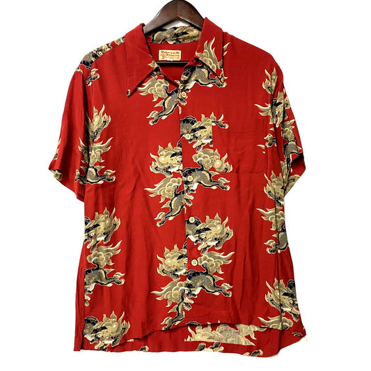 【中古品】【メンズ】  NATIVE HAWAIIAN ネイティブハワイアン SS RAYON ALOHA SHIRT ショートスリーブ レーヨン アロハシャツ 半袖 トップス 145-241121-as-27-izu サイズ：L カラー：レッド系 万代Net店