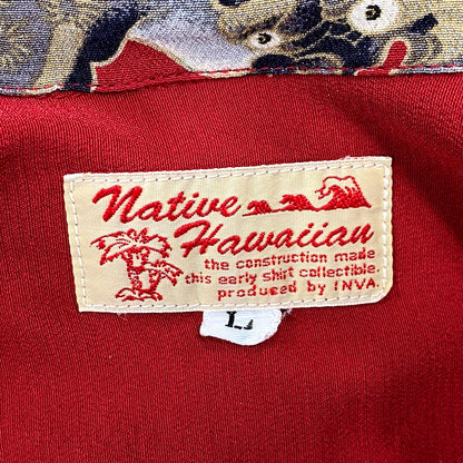 【中古品】【メンズ】  NATIVE HAWAIIAN ネイティブハワイアン SS RAYON ALOHA SHIRT ショートスリーブ レーヨン アロハシャツ 半袖 トップス 145-241121-as-27-izu サイズ：L カラー：レッド系 万代Net店