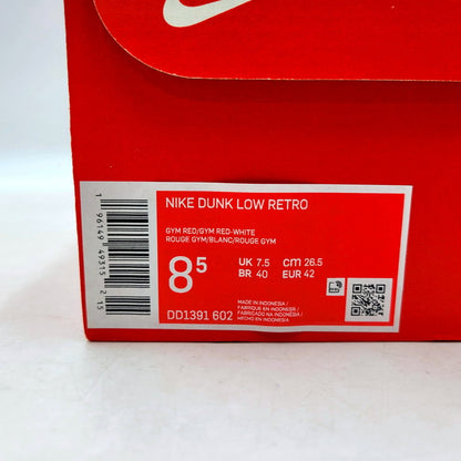 【中古美品】【メンズ】 NIKE ナイキ DUNK LOW RETRO DD1391-602 ダンク ロー レトロ スニーカー シューズ 靴 160-241120-as-29-izu サイズ：26.5cm カラー：GYM RED/GYM RED-WHITE 万代Net店