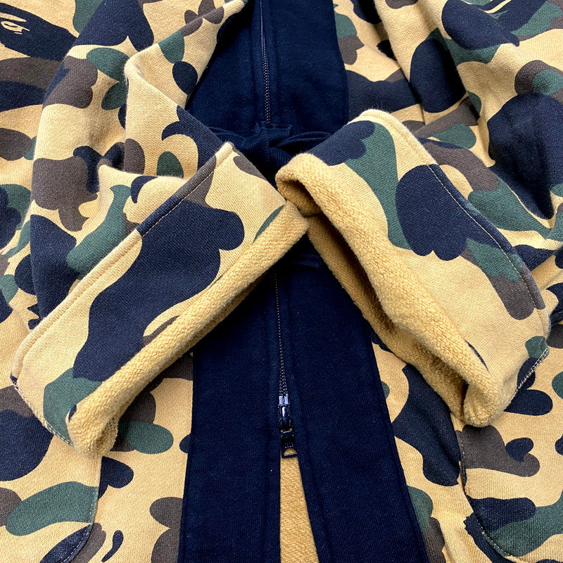 【中古品】【メンズ】 A BATHING APE アベイシングエイプ 1ST CAMO HANTEN ZIP HOODIE 001ZPF801022X ジップパーカー 長袖 トップス 142-241122-ay-22-izu サイズ：L カラー：イエロー 万代Net店